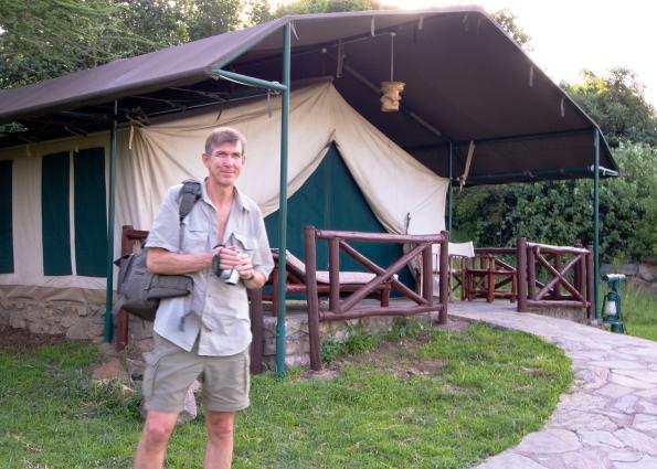 Serengeti-8180.jpg - Jim at our deluxe tented camp, Mbuzi Mawe.