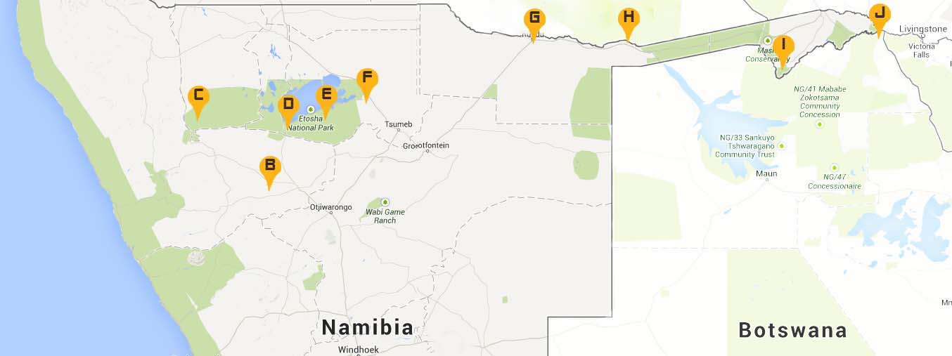 Map of Northern Namibia