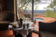 View from our room of the private plunge pool and the view of the valley beyond