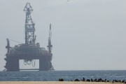 An oil rig from Angola has been parked here for 3 years as this is considered a safe harbor.