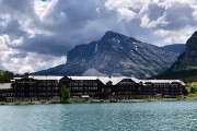 Many Glacier Lodge from a boat on the lake...