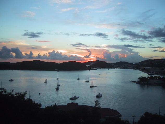 IMG_0289.JPG - Charlotte Amalie harbor view at dusk....